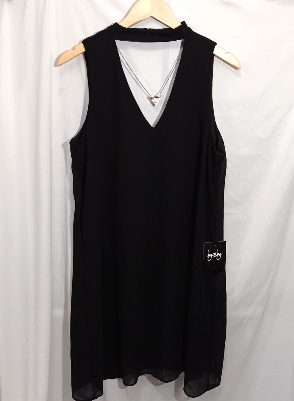 2 for $15 By & By Shift Dress Black Sheer Overlay Sleeveless Junior Size XL